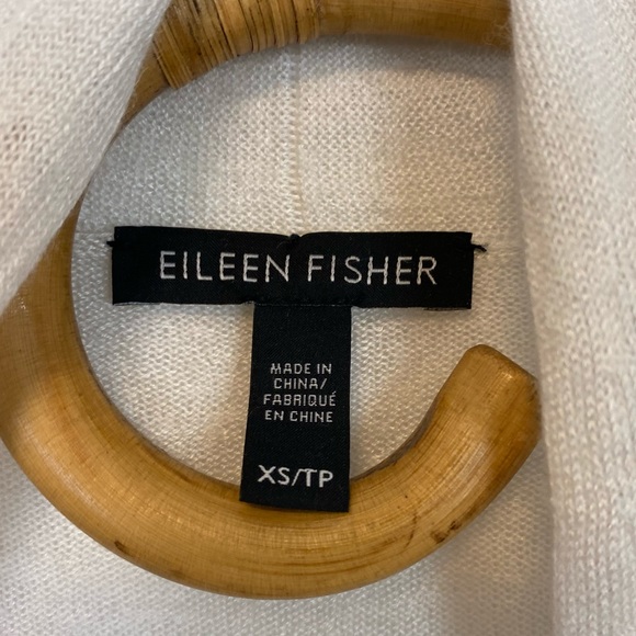 Eileen Fisher | Wool Blend Faux Wrap Front Sweater Cream Size XS - Picture 7 of 10